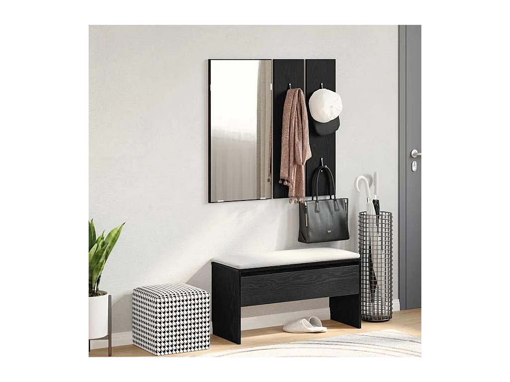 Set di mobili da ingresso 4 pezzi Rovere nero 80 x 30,5 x 40 cm