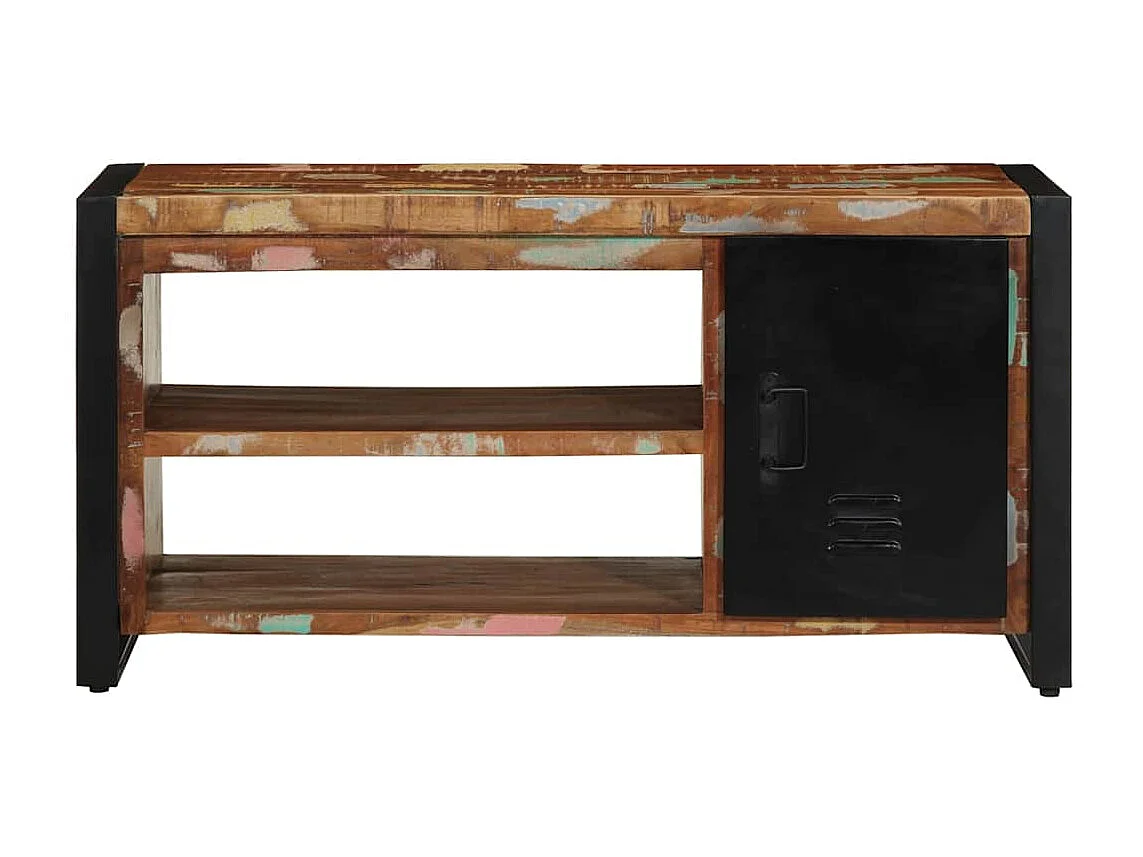 Banco zapatero multicolor de madera maciza recuperada