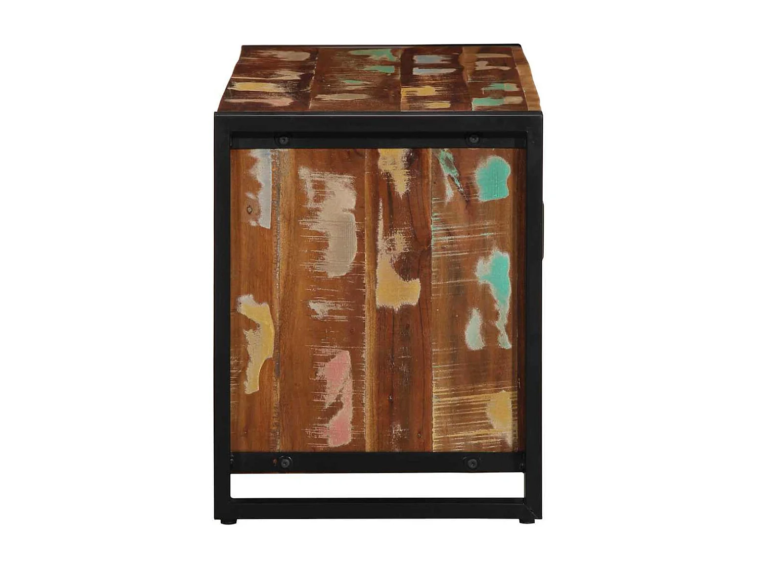 Banco zapatero multicolor de madera maciza recuperada