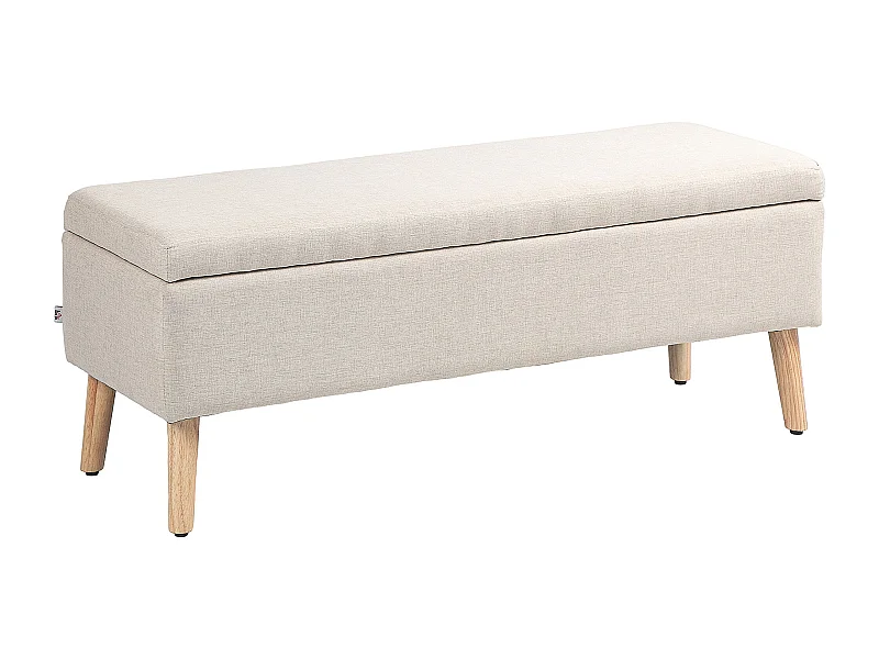 Banc de rangement avec assise rembourrée, design scandinave, polyester, beige (110x39x45cm)