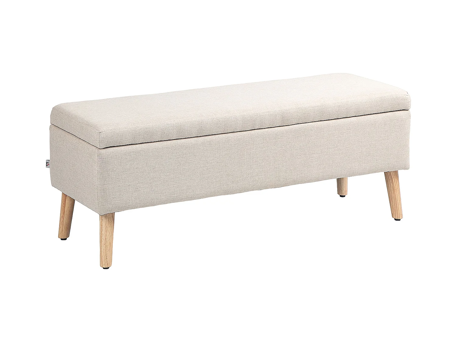 Banc de rangement avec assise rembourrée, design scandinave, polyester, beige (110x39x45cm)