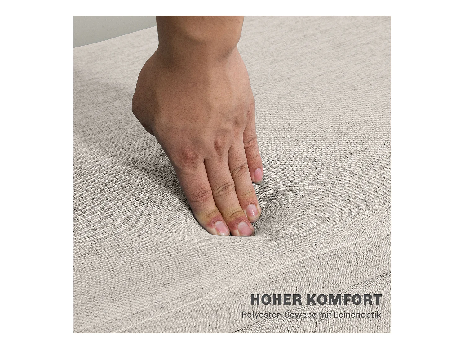 Banc de rangement avec assise rembourrée, design scandinave, polyester, beige (110x39x45cm)