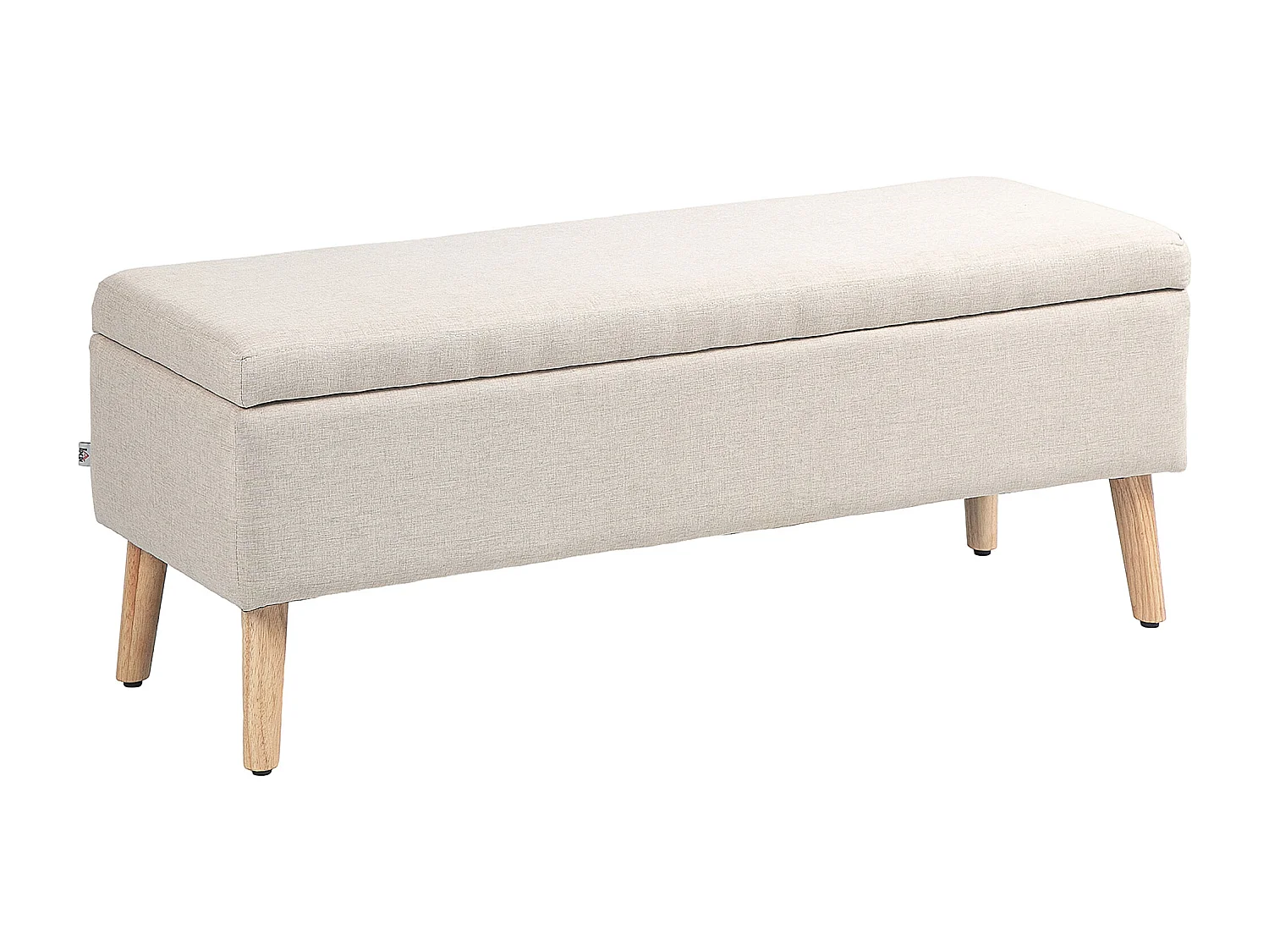 Banc de rangement avec assise rembourrée, design scandinave, polyester, beige (110x39x45cm)