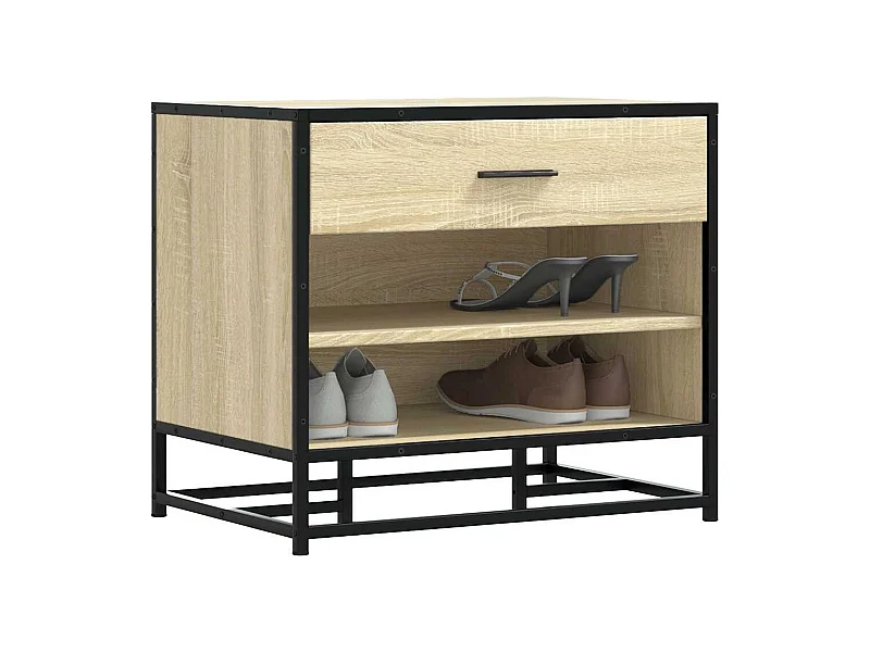 Banc à chaussures chêne sonoma bois d'ingénierie et métal