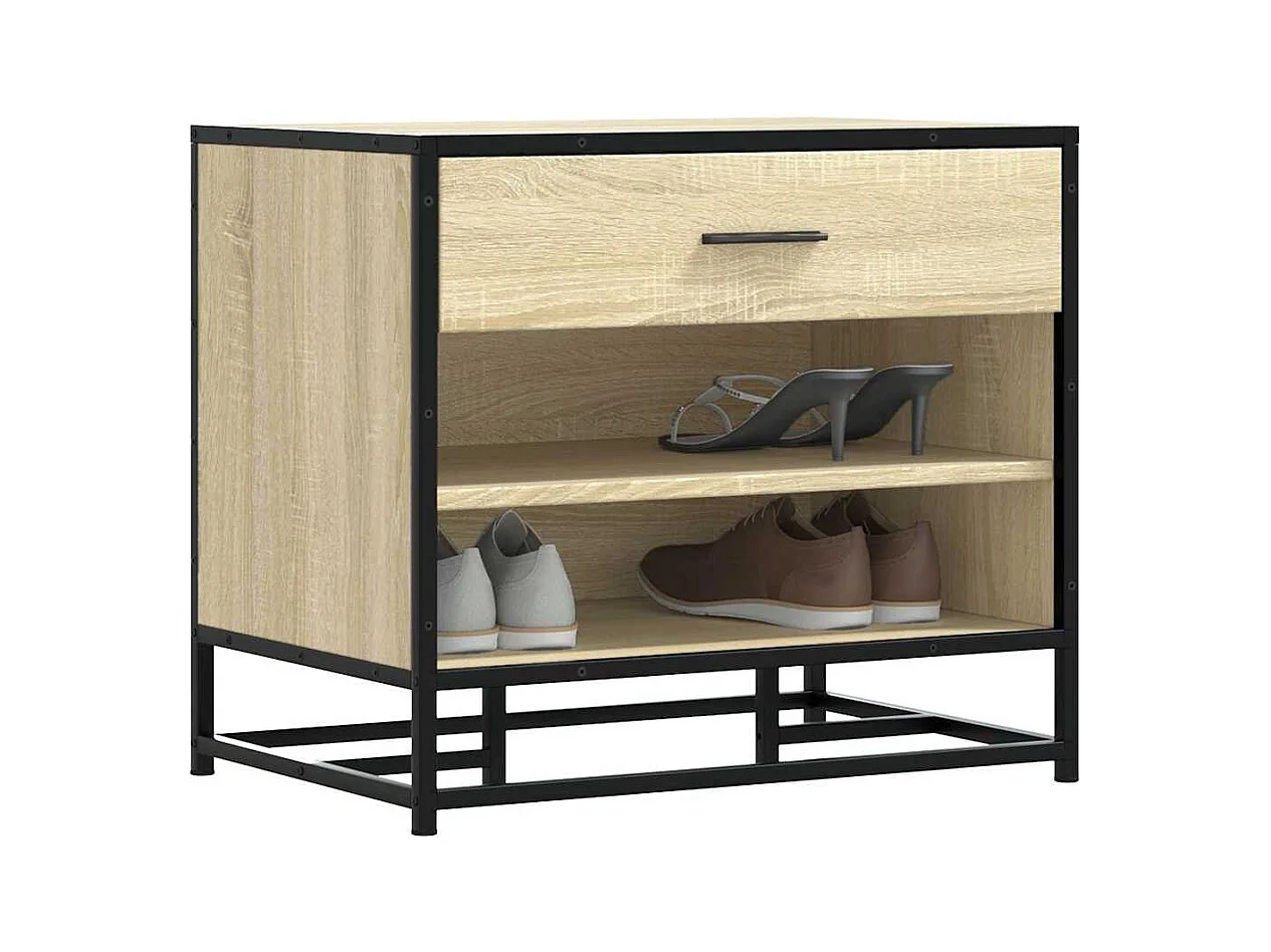 Banc à chaussures chêne sonoma bois d'ingénierie et métal