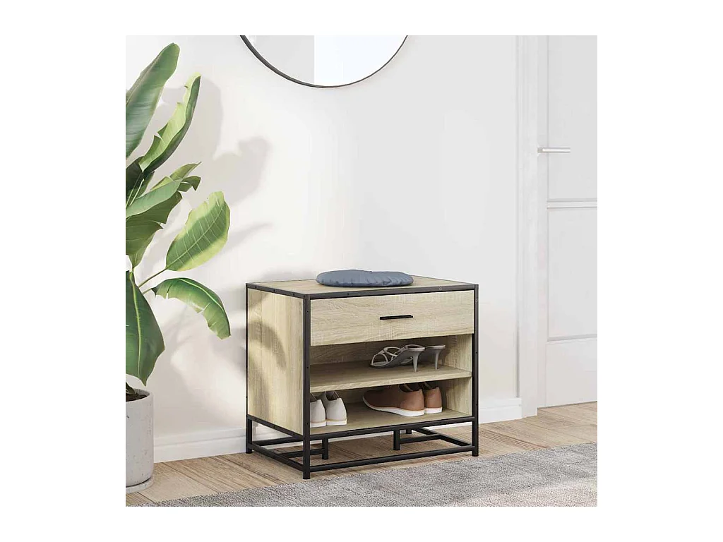 Banc à chaussures chêne sonoma bois d'ingénierie et métal