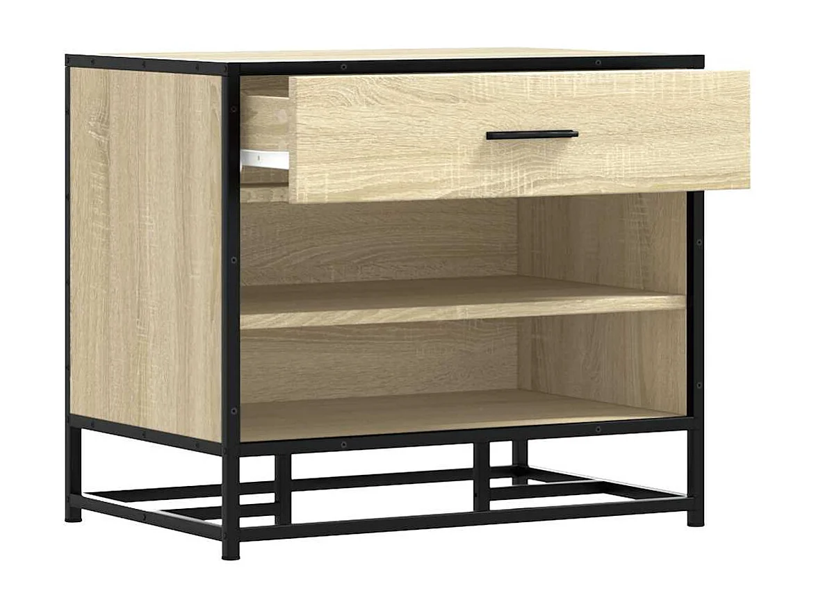 Banc à chaussures chêne sonoma bois d'ingénierie et métal