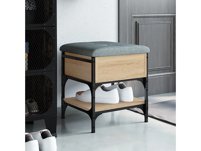 Panca portascarpe in rovere Sonoma 42x42x45 cm in legno ingegnerizzato
