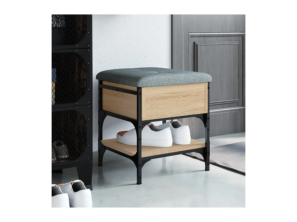 Panca portascarpe in rovere Sonoma 42x42x45 cm in legno ingegnerizzato