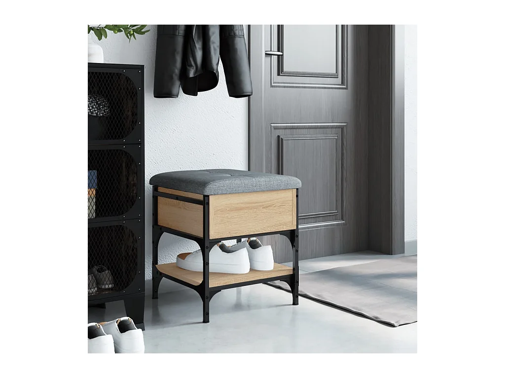 Panca portascarpe in rovere Sonoma 42x42x45 cm in legno ingegnerizzato