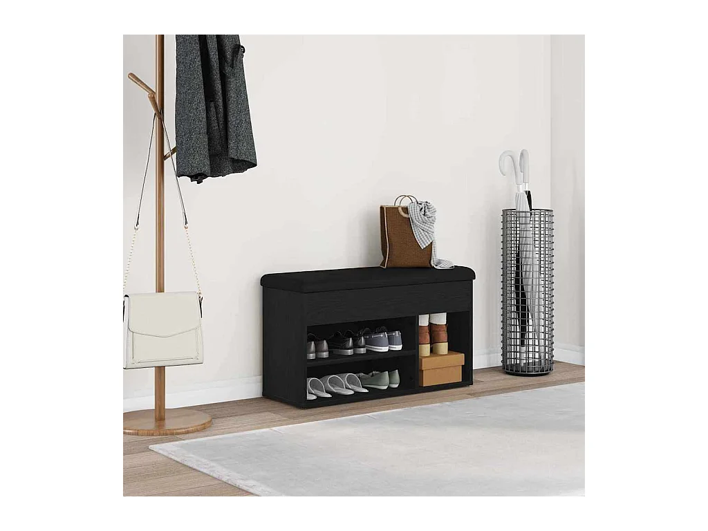 Banc à chaussures Noir 80 x 30 x 45 cm Bois d'ingénierie
