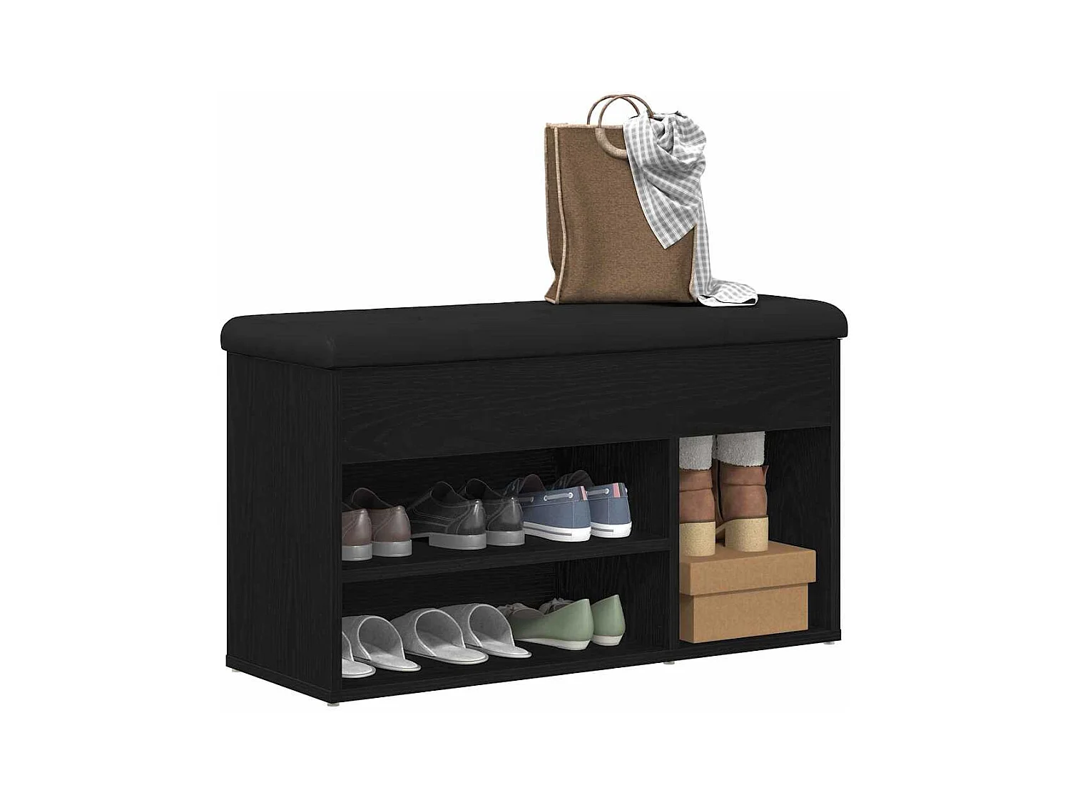 Banc à chaussures Noir 80 x 30 x 45 cm Bois d'ingénierie