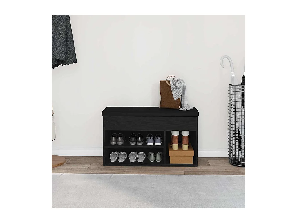 Banc à chaussures Noir 80 x 30 x 45 cm Bois d'ingénierie