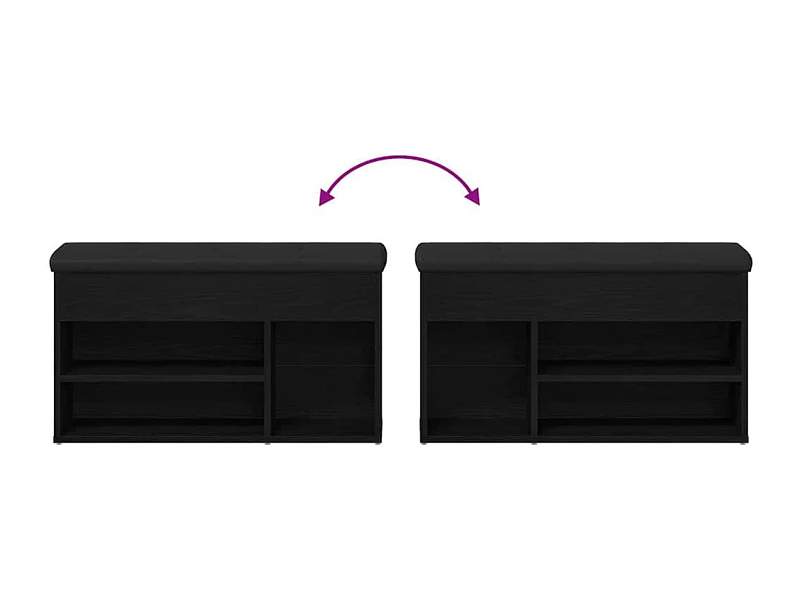 Banc à chaussures Noir 80 x 30 x 45 cm Bois d'ingénierie