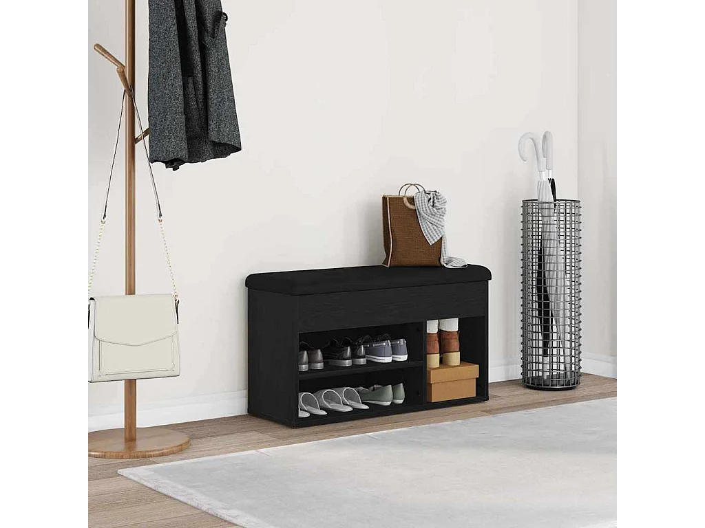 Banc à chaussures Noir 80 x 30 x 45 cm Bois d'ingénierie
