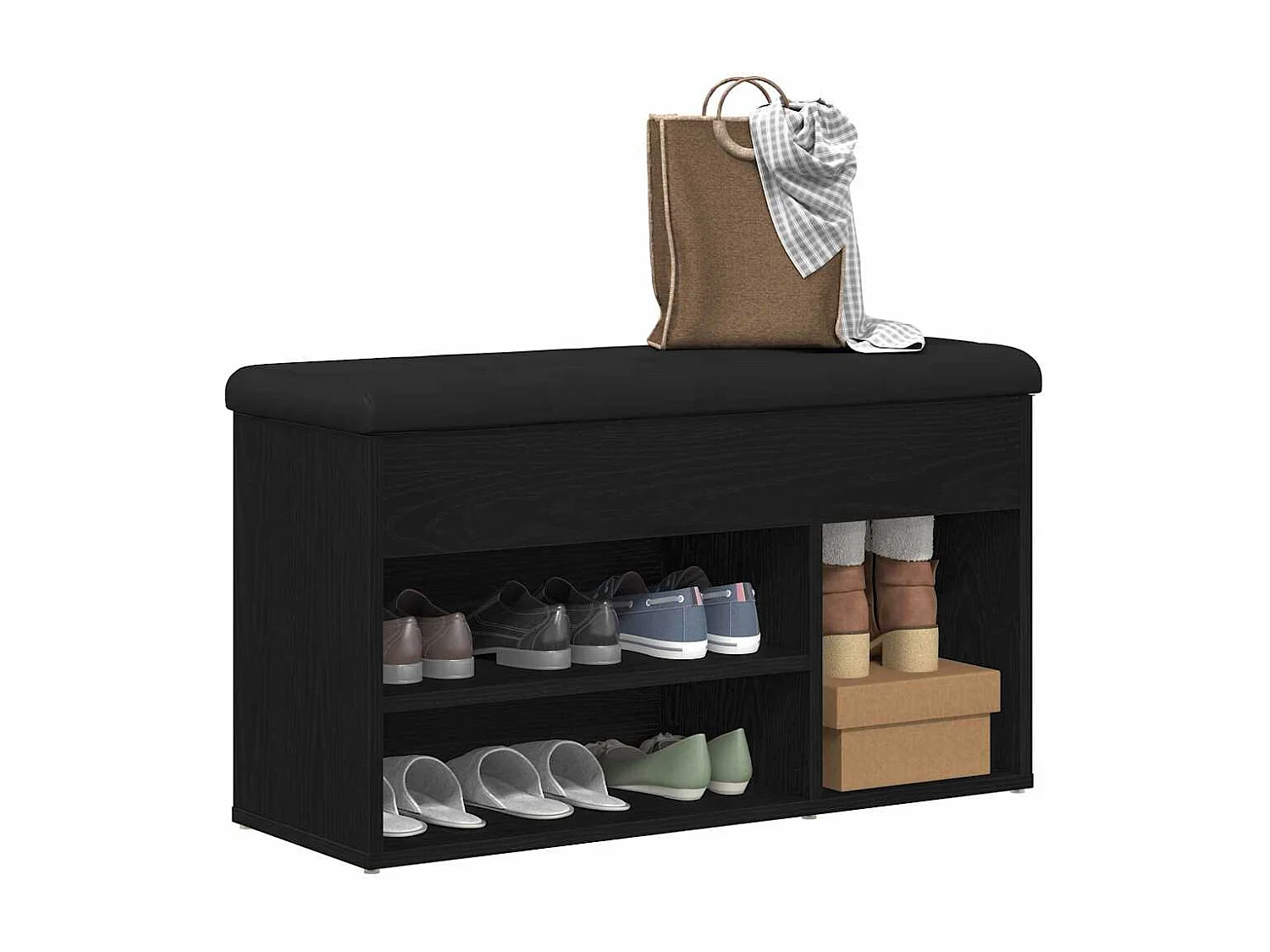 Banc à chaussures Noir 80 x 30 x 45 cm Bois d'ingénierie