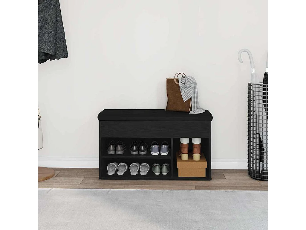 Banc à chaussures Noir 80 x 30 x 45 cm Bois d'ingénierie