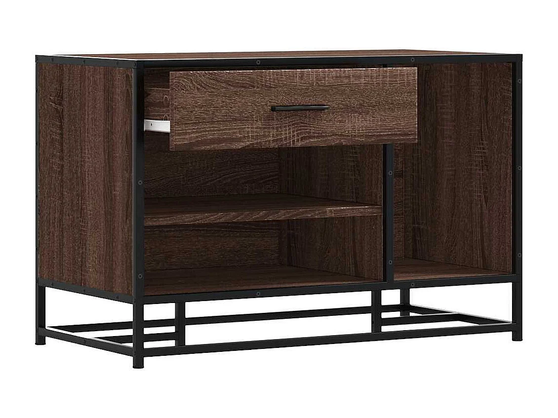 Panca portascarpe in rovere marrone realizzata in legno ingegnerizzato e metallo