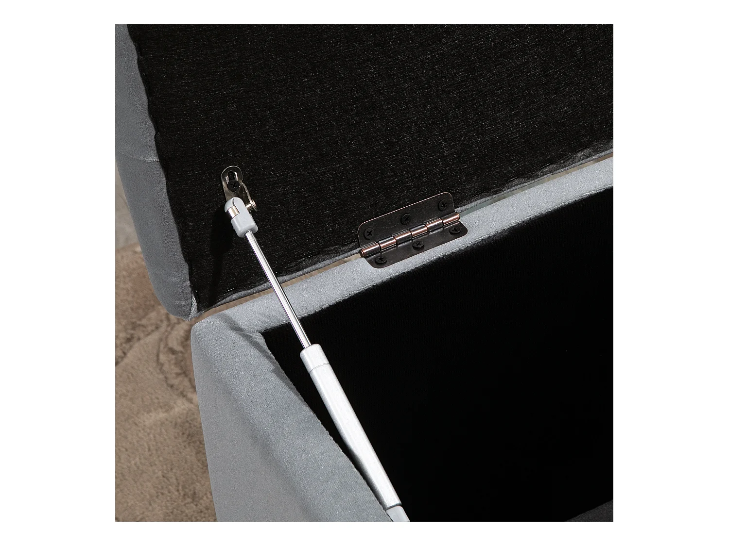 Banc de rangement pliable avec 2 tabourets, rembourré en mousse, gris foncé (75x40x42cm)