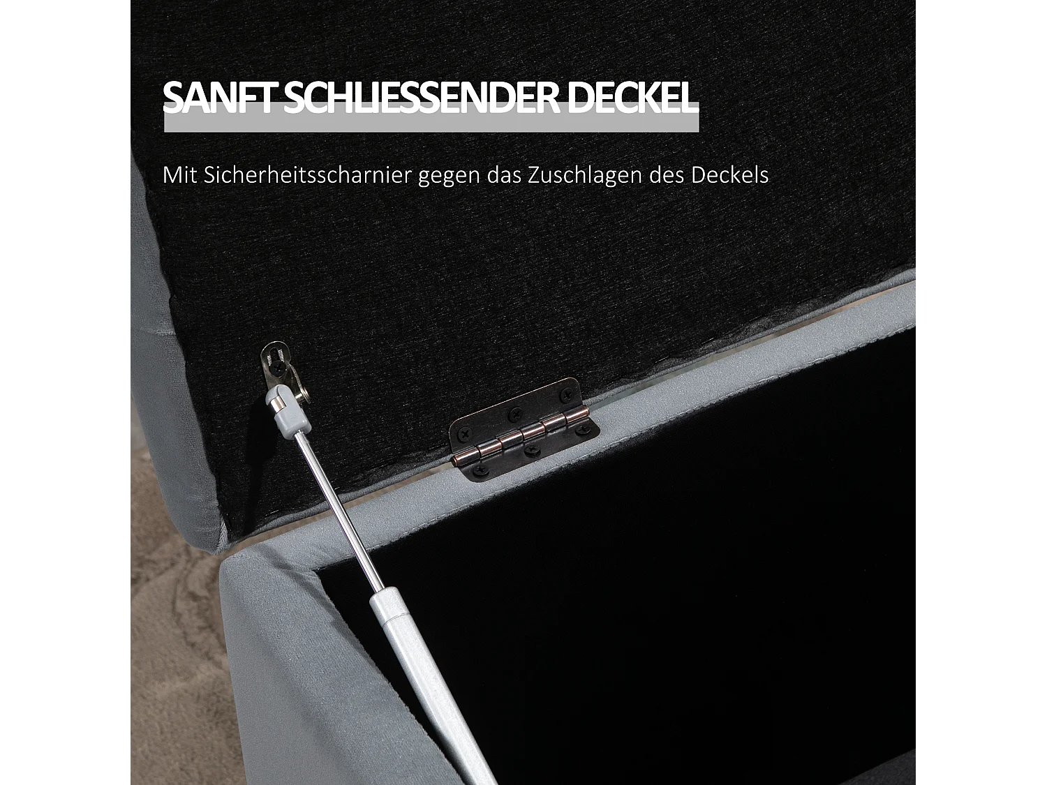 Banc de rangement pliable avec 2 tabourets, rembourré en mousse, gris foncé (75x40x42cm)