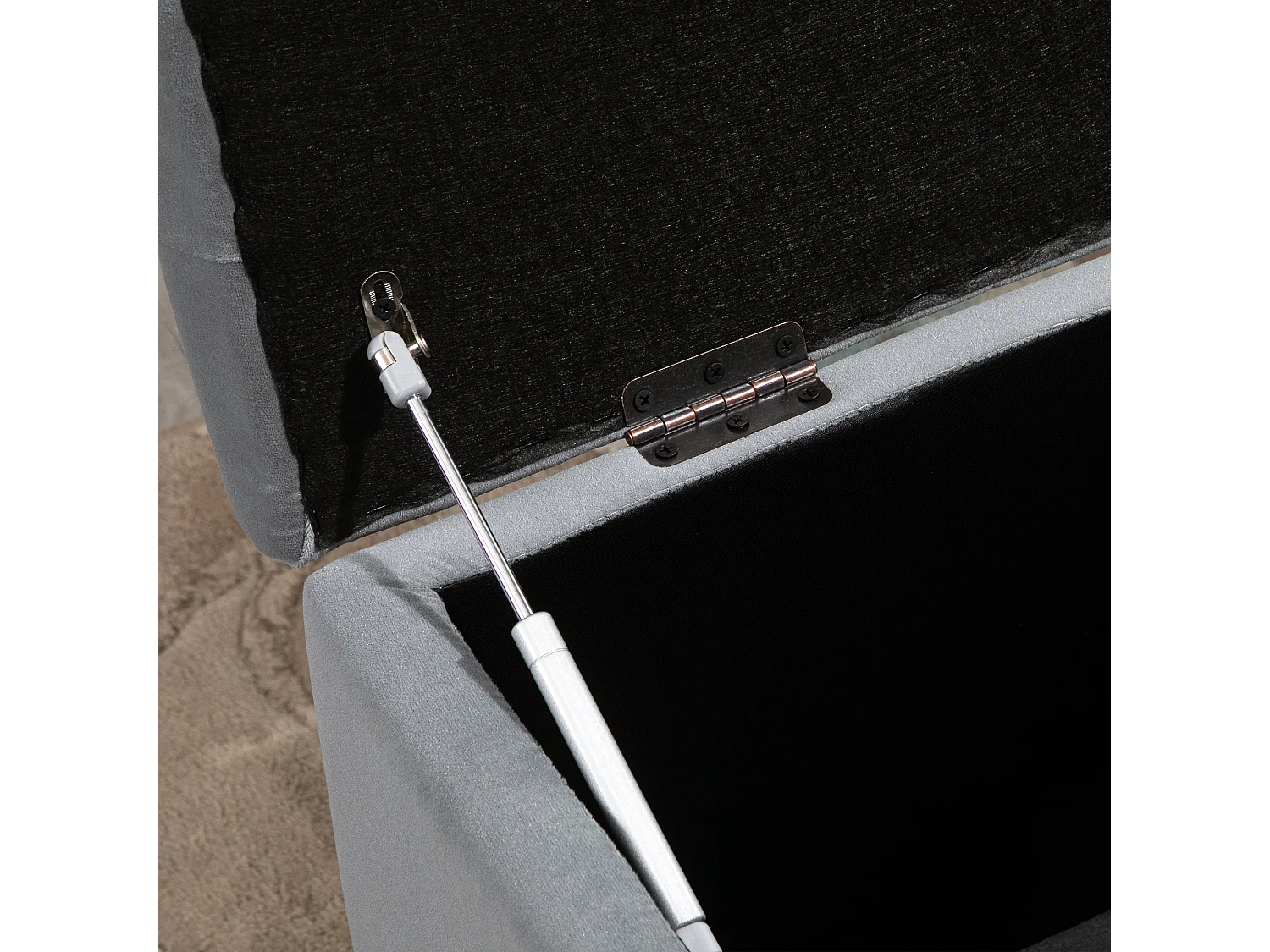 Banc de rangement pliable avec 2 tabourets, rembourré en mousse, gris foncé (75x40x42cm)