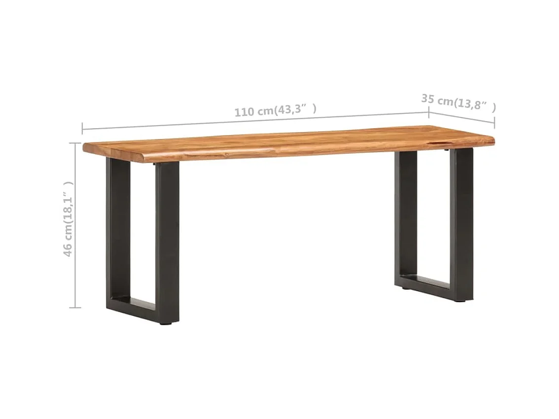 Bank met natuurlijke houten rand 110 cm Massief acaciahout staal