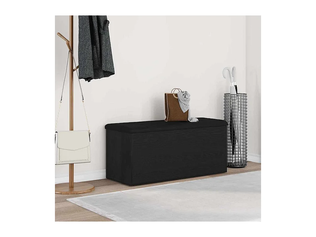 Panca contenitore in rovere nero 102 x 42 x 45 cm in legno ingegnerizzato