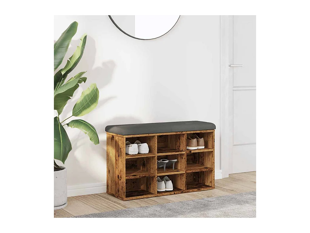 Oude houten schoenbank 82x32x50 cm bewerkt hout