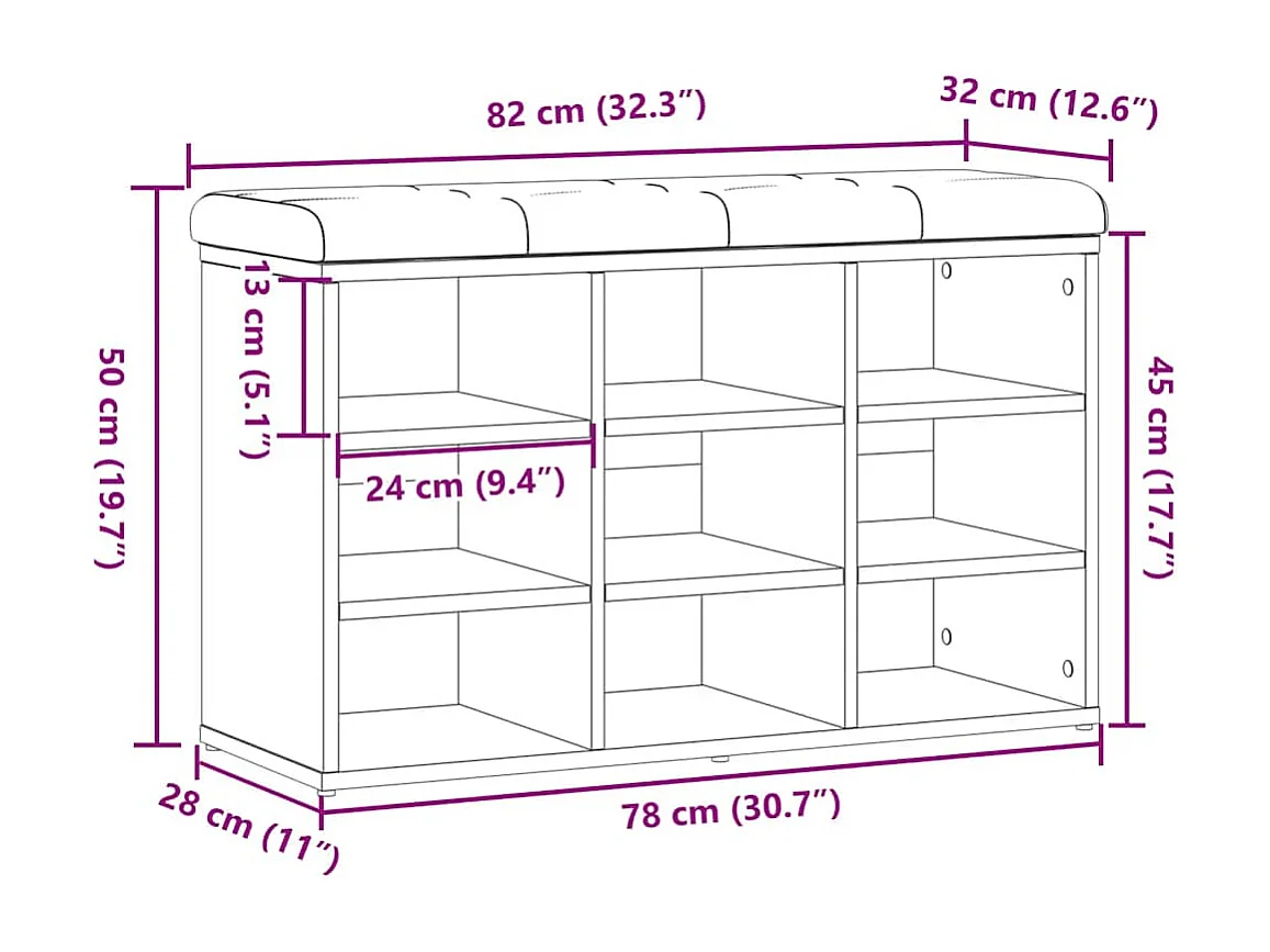 Panca portascarpe in legno antico 82x32x50 cm in legno ingegnerizzato