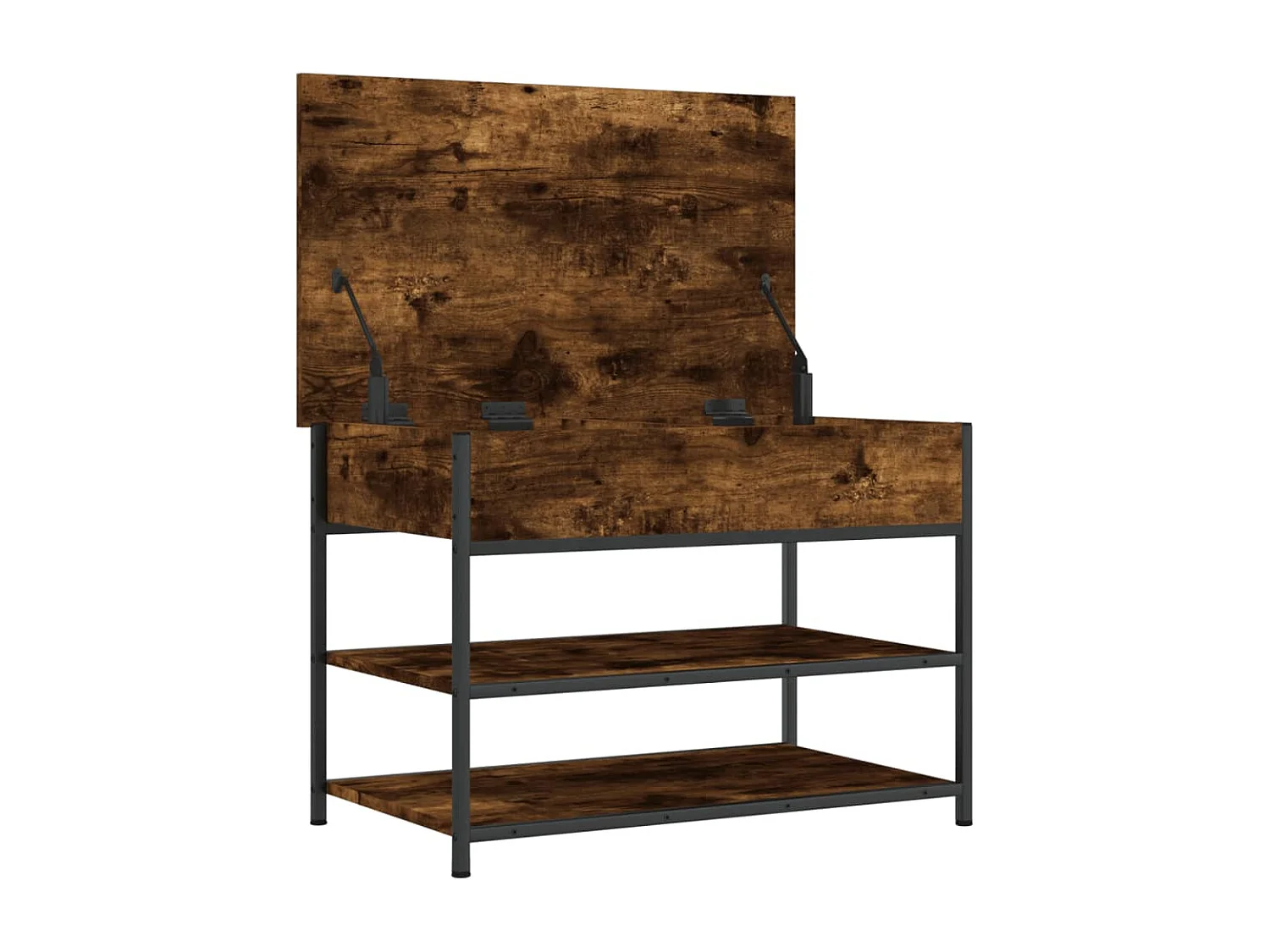 Panca portascarpe in rovere affumicato 70x42,5x50 cm in legno ingegnerizzato