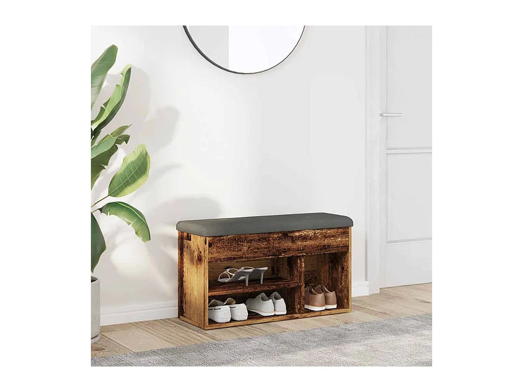 Banc à chaussures vieux bois 82x32x45,5 cm bois d'ingénierie