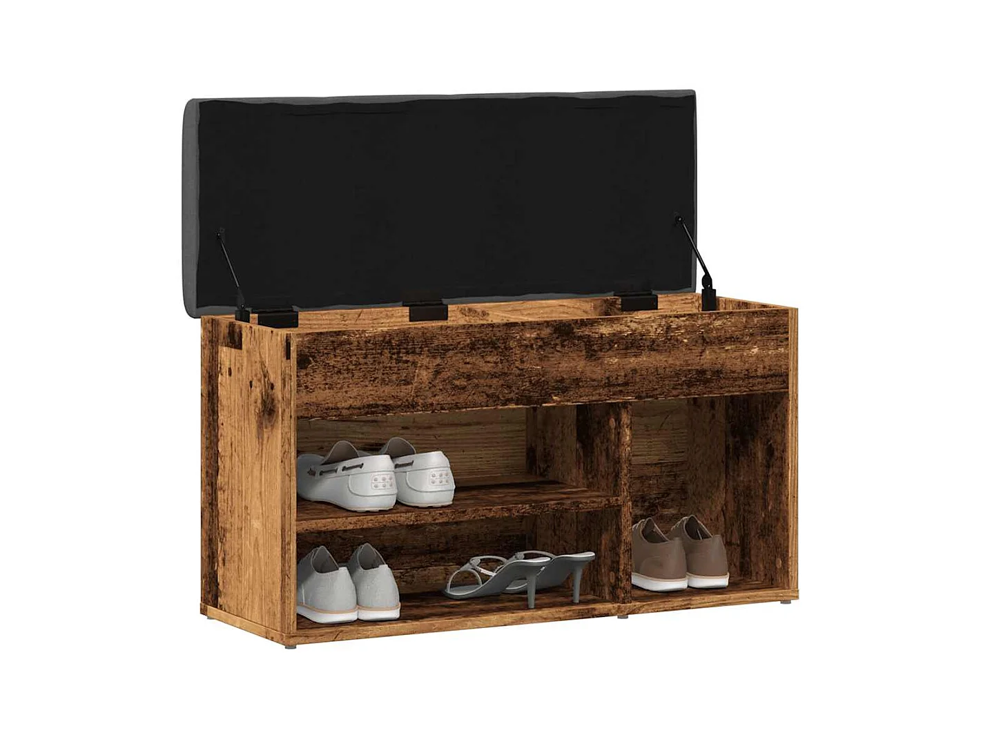Banc à chaussures vieux bois 82x32x45,5 cm bois d'ingénierie