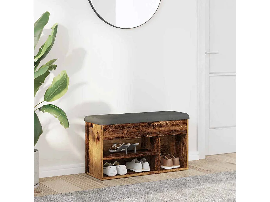 Banc à chaussures vieux bois 82x32x45,5 cm bois d'ingénierie