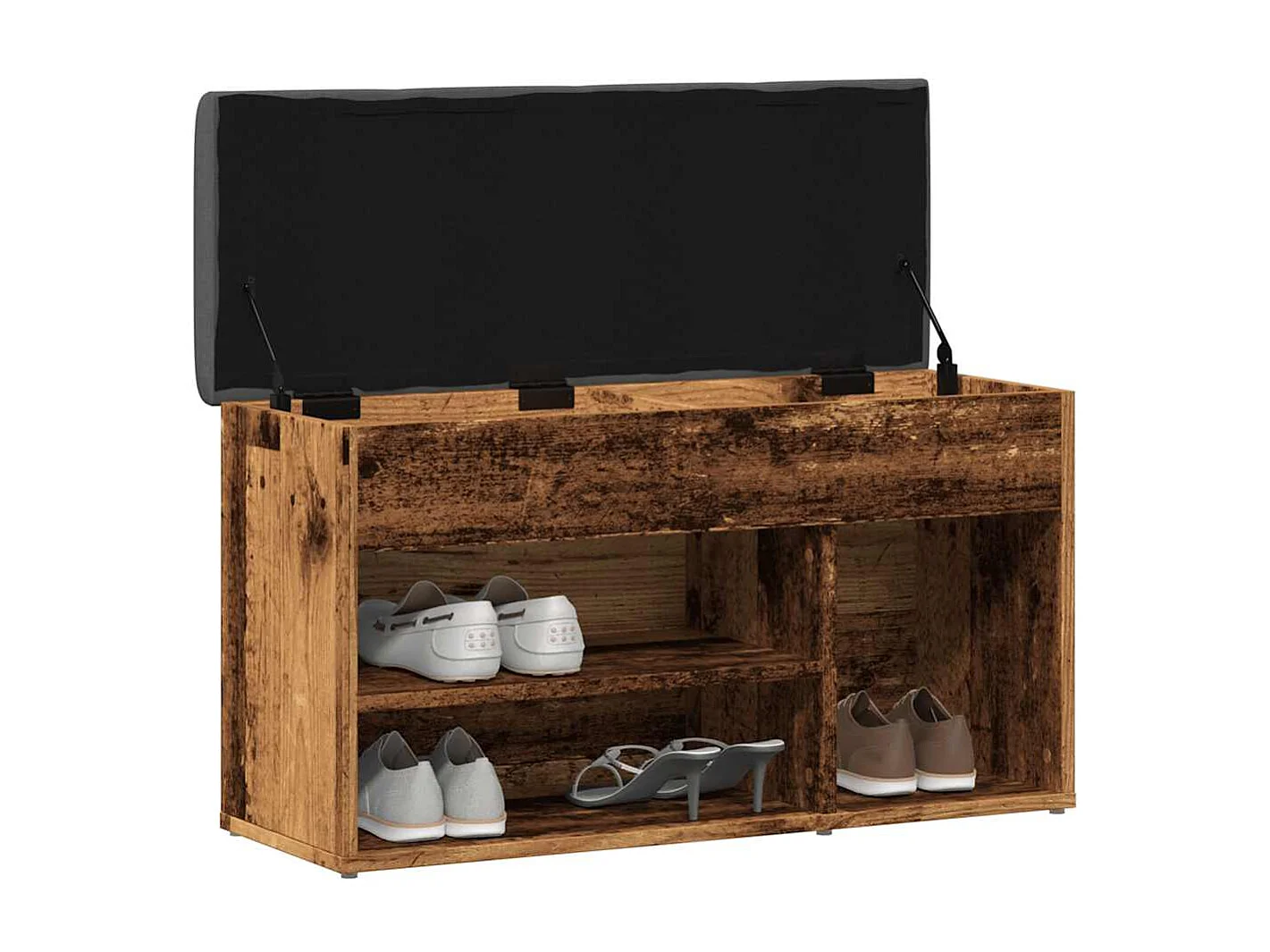 Banc à chaussures vieux bois 82x32x45,5 cm bois d'ingénierie