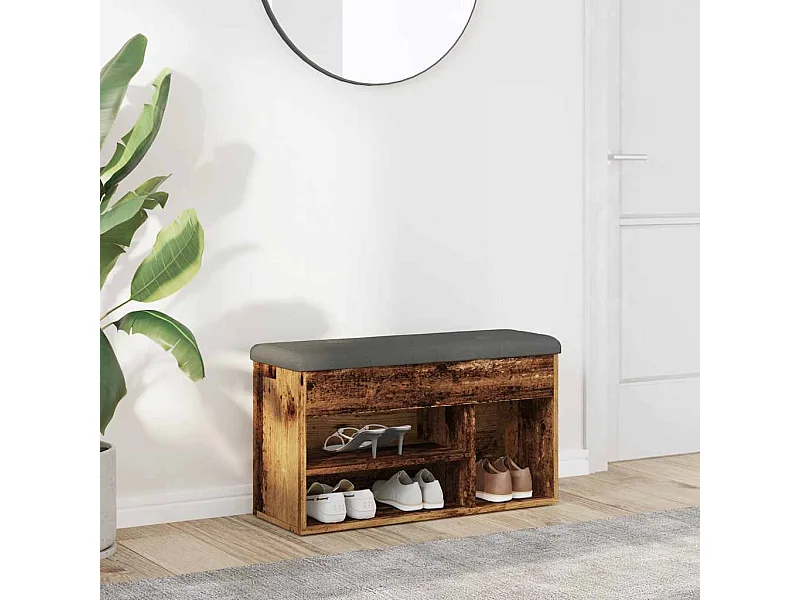Banc à chaussures vieux bois 82x32x45,5 cm bois d'ingénierie