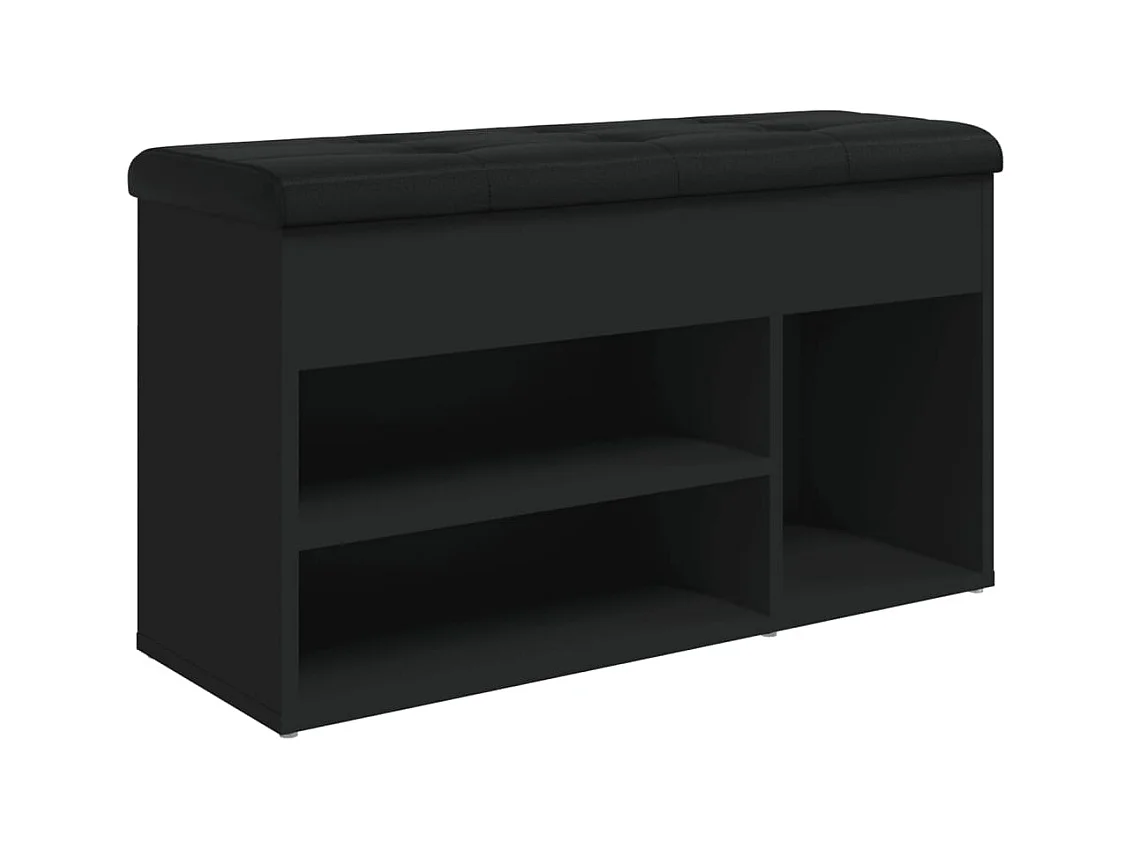 Panca portascarpe nera 82x32x45,5 cm in legno ingegnerizzato