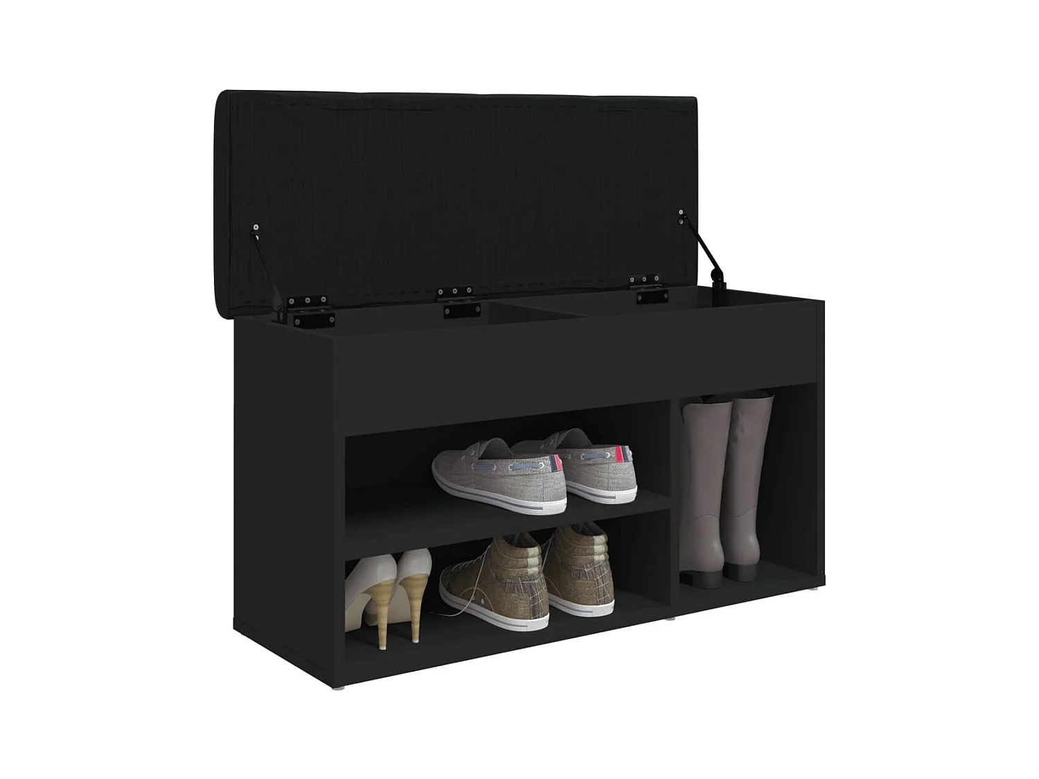 Panca portascarpe nera 82x32x45,5 cm in legno ingegnerizzato