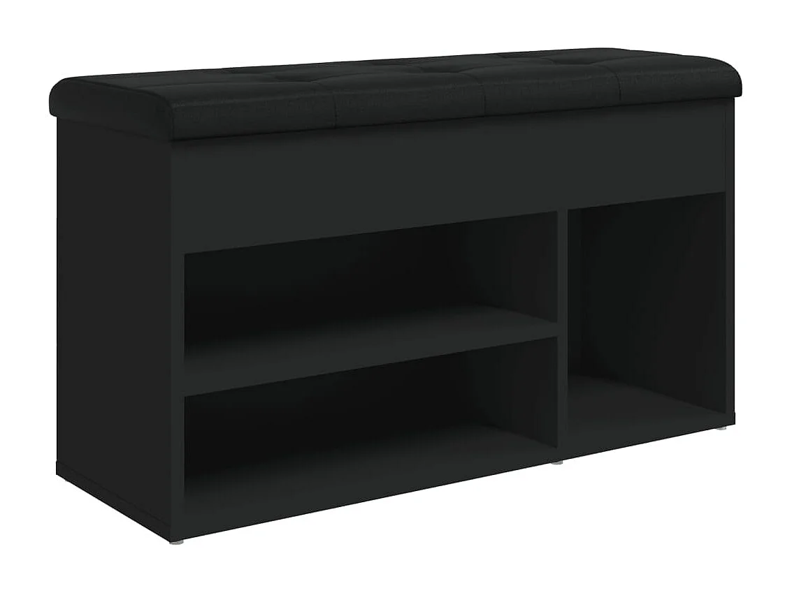 Zwarte schoenenbank 82x32x45,5 cm bewerkt hout