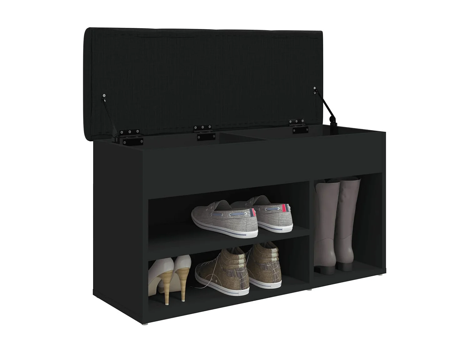 Zwarte schoenenbank 82x32x45,5 cm bewerkt hout