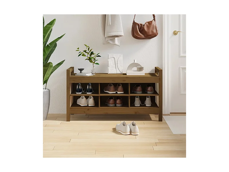 Entreebank Honingbruin 110x40x60 cm Massief grenenhout