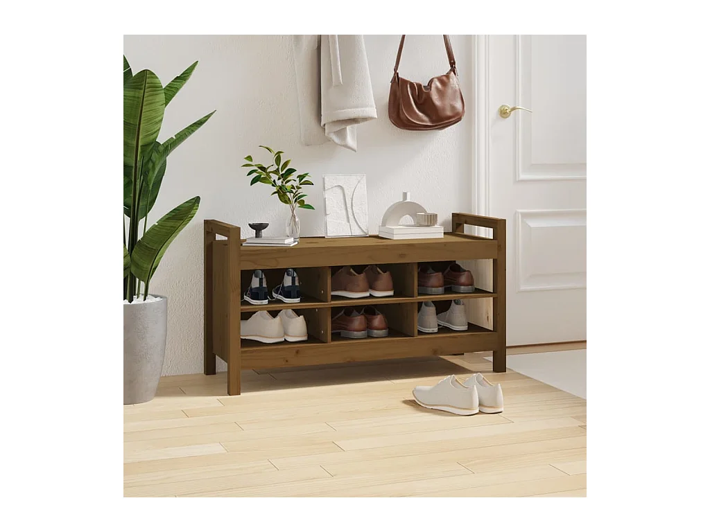 Entreebank Honingbruin 110x40x60 cm Massief grenenhout