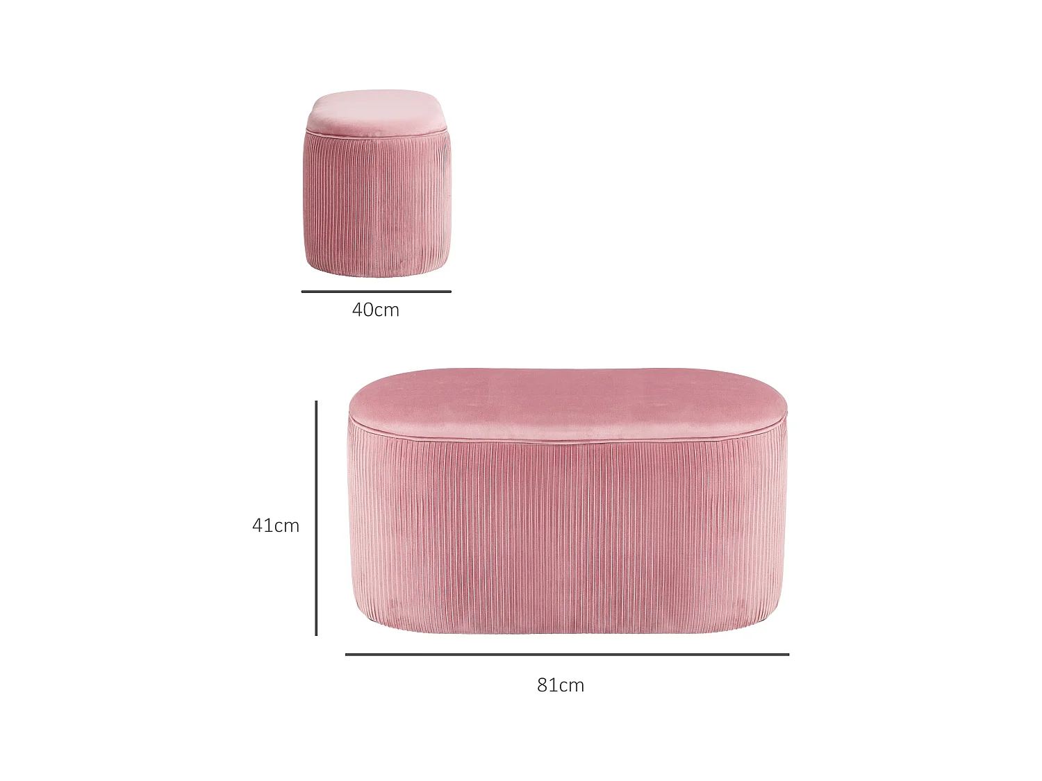 Fluwelen zitbank met opbergruimte, elegante Franse stijl, polyester, roze (81x40x41cm)