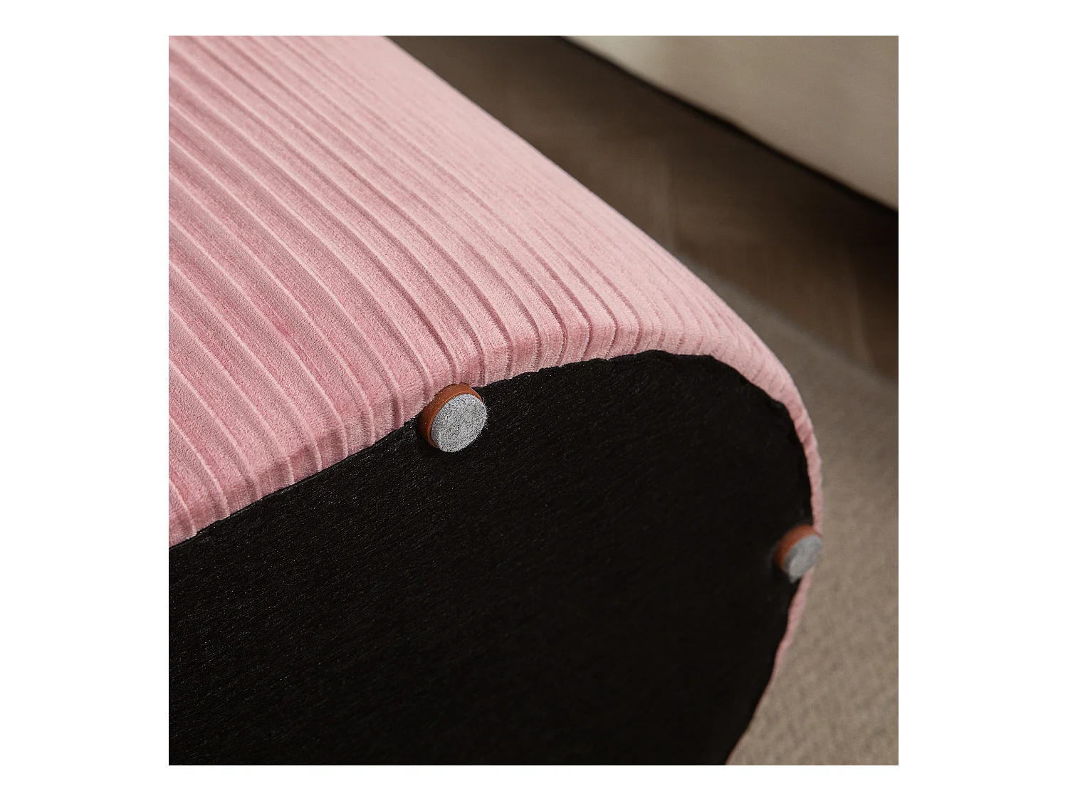 Fluwelen zitbank met opbergruimte, elegante Franse stijl, polyester, roze (81x40x41cm)