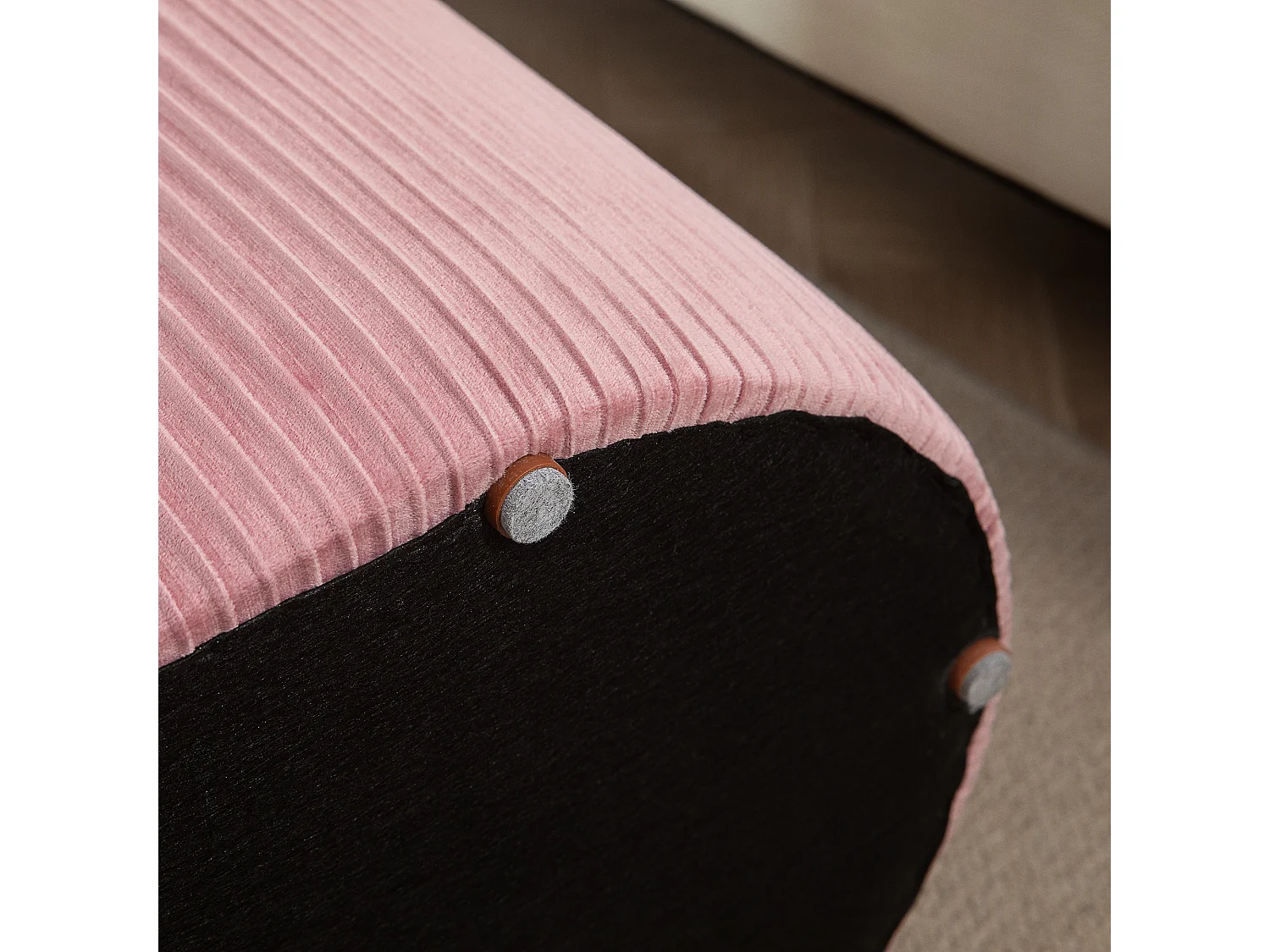 Banc de siège en velours avec rangement, style français élégant, polyester, rose (81x40x41cm)