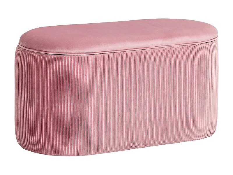 Banc de siège en velours avec rangement, style français élégant, polyester, rose (81x40x41cm)
