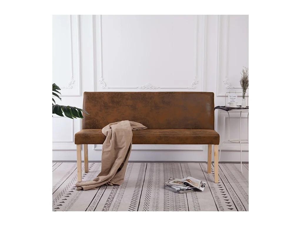 Banc 139,5 cm Marron Similicuir daim