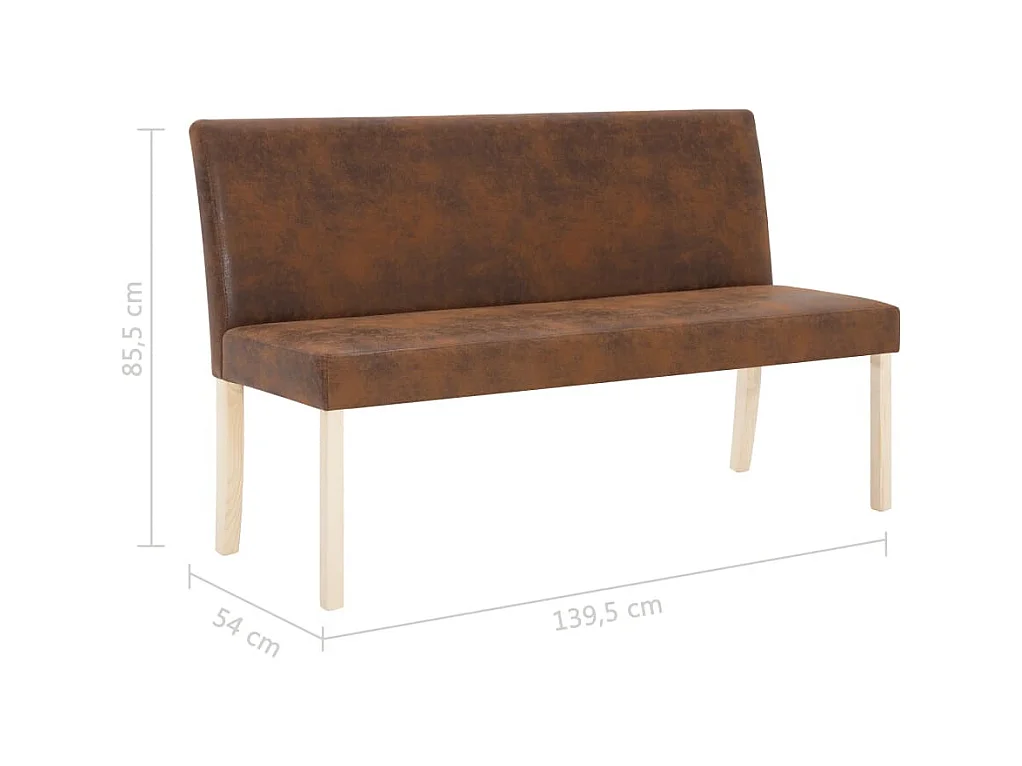 Banc 139,5 cm Marron Similicuir daim