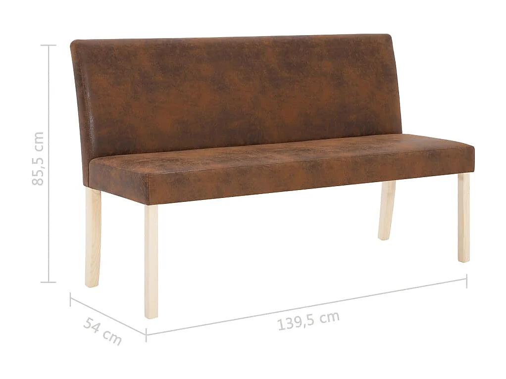 Panca 139,5 cm Marrone Pelle scamosciata sintetica