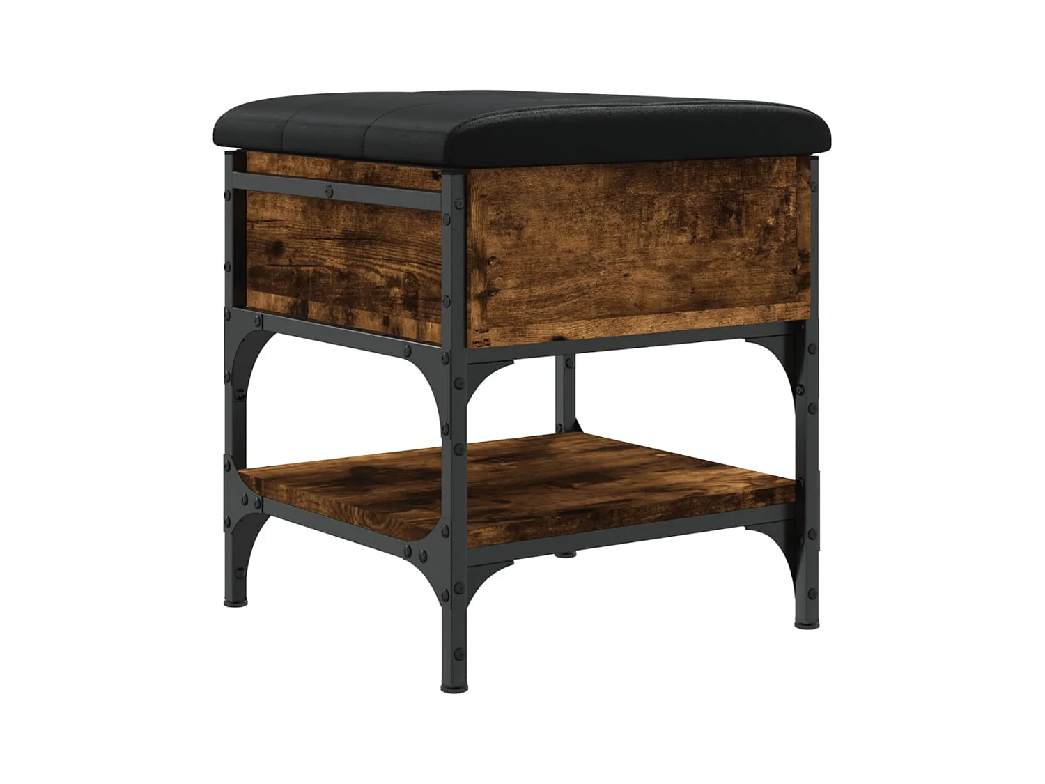 Panca portascarpe in rovere affumicato 42x42x45 cm in legno ingegnerizzato