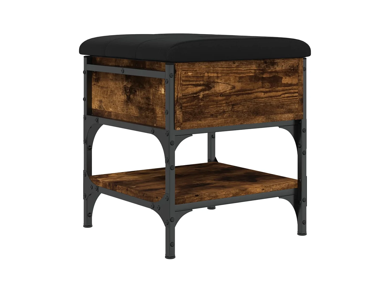 Panca portascarpe in rovere affumicato 42x42x45 cm in legno ingegnerizzato